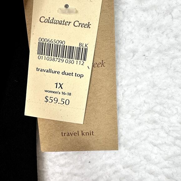 Coldwater Creek Travallure Duet Top 1X Black Long Sleeve Knit Layered Look NWT‎ - Picture 7 of 11